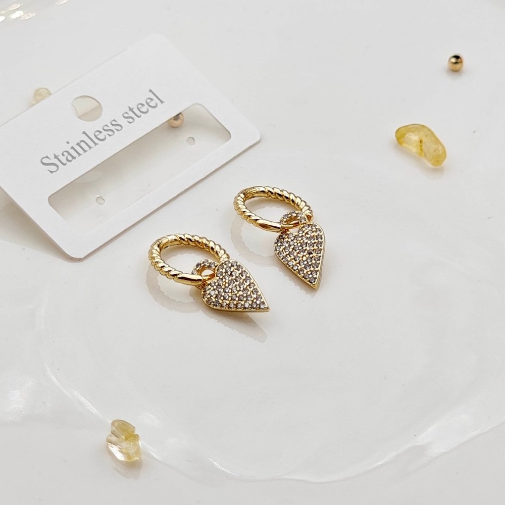 Gold Heart Stainless Steel Earrings
